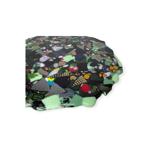 Stained Glass Mosaic Multicolored Disc Stepping Stone Table Decor 13.5" - Picture 6 of 13